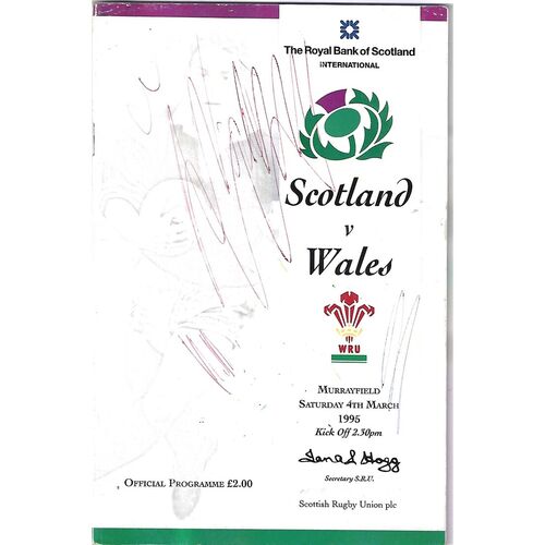 1995 Scotland v Wales (04/03/1995) Five Nations Rugby Union Programme