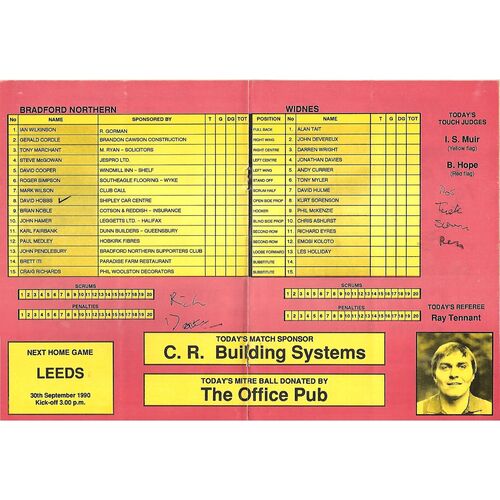 1990/91 Bradford Northern v Widnes (09/09/1990) Rugby League Programme