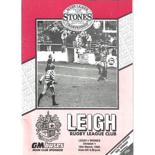 1989/90 Leigh v Widnes (18/03/1990) Rugby League Programme