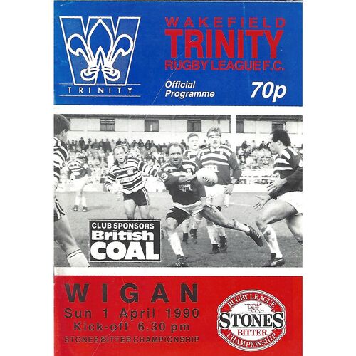 1989/90 Wakefield Trinity v Wigan (01/04/1990) Rugby League Programme