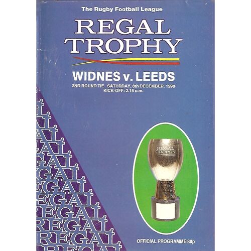 1990/91 Widnes v Leeds (08/12/1990) 2nd Round Regal Trophy Rugby League Programme