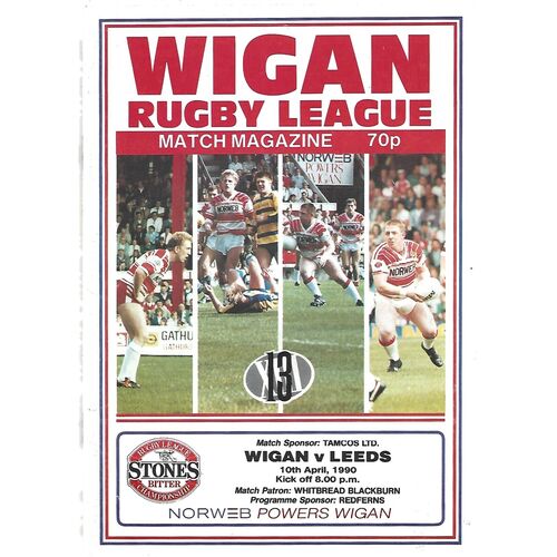 1989/90 Wigan v Leeds (10/04/1990) Rugby League Programme