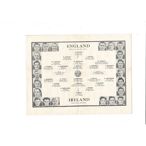1949 England v Northern Ireland Football Programme @ Manchester City