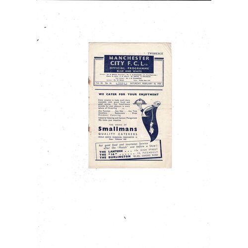 1949/50 Manchester City v Middlesbrough Football Programme.