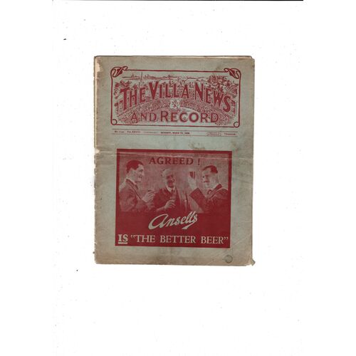 1937/38 Aston Villa v Bury Football Programme