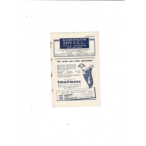 1949/50 Manchester City v Newcastle United Football Programme
