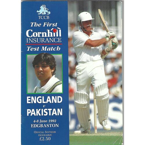 1992 England v Pakistan 1st Test Match (04-08/06/1992) Cricket Programme