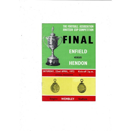 1972 Enfield v Hendon Amateur Cup Final Football Programme