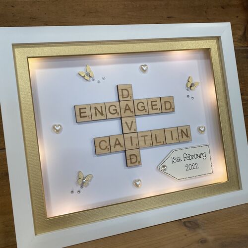 LED Engagement Scrabble Name Box Frame