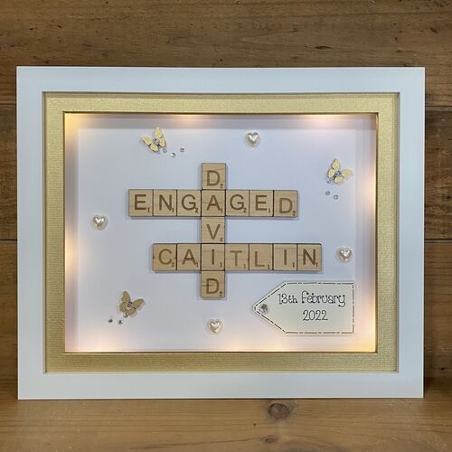 LED Engagement Scrabble Name Box Frame