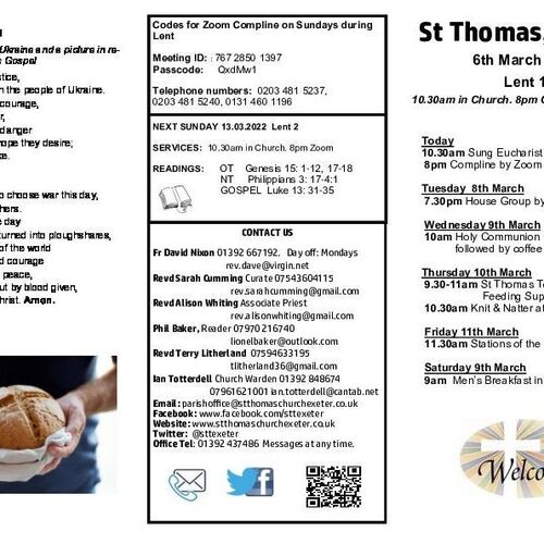 Pew Sheet | The Parish of St Thomas, Exeter
