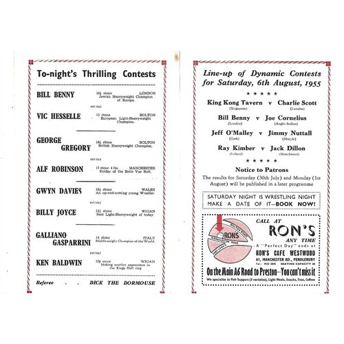 1955 Belle Vue (01/08/1955) Wresting Programme