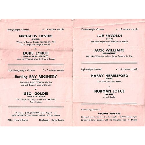 1957 Buxton (08/05/1957) Wresting Programme