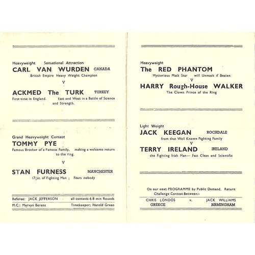 1957 Buxton (16/07/1957) Wresting Programme