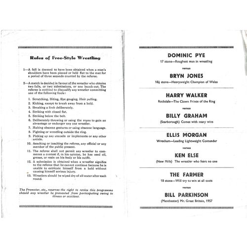 1960 Buxton (27/06/1960) Wresting Programme