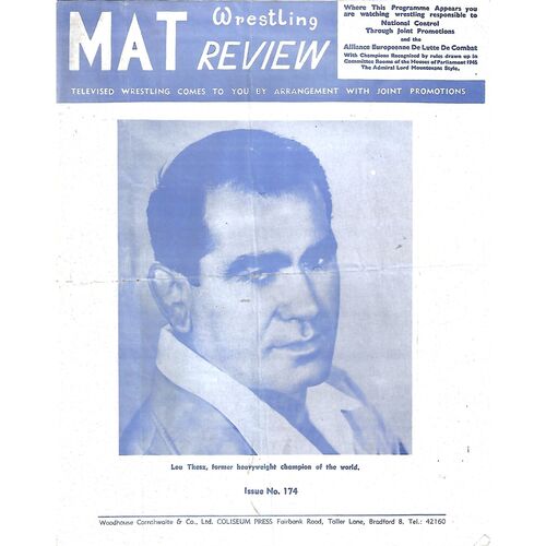 1961 Buxton (29/05/1961) Wresting Programme/Mat Televised Review Issue No. 174