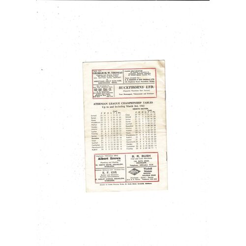 1961/62 Hounslow Town v Bromley Amateur Cup Replay Football Programme