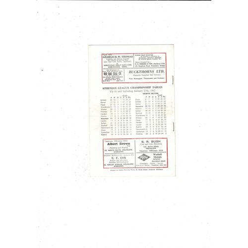 1961/62 Hounslow Town v Dulwich Hamlet FA Amateur Cup Football Programme