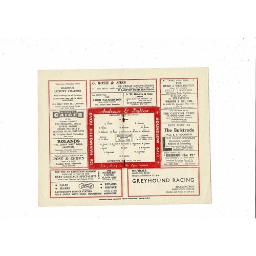 1956/57 Hounslow Town v Leytonstone Amateur Cup Football Programme