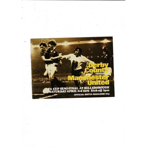 1976 Derby County v Manchester United FA Cup Semi Final Football Programme