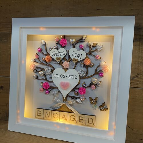 Personalised Engagement Frame with Names & Date – Tree Keepsake Gift