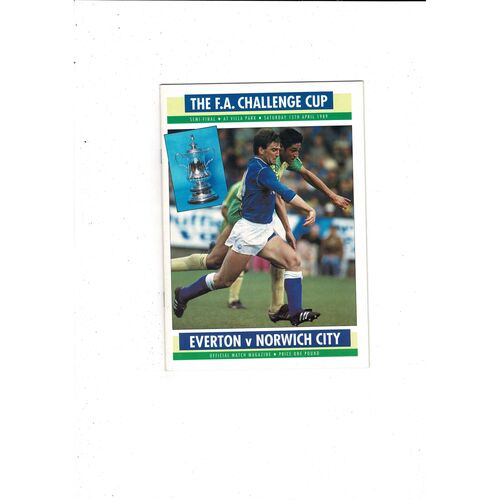 1989 Everton v Norwich City FA Cup Semi Final Football Programme