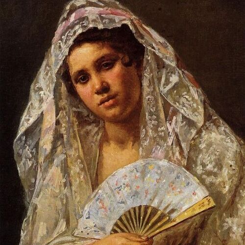 Spanish Dancer Wearing a Lace Mantilla