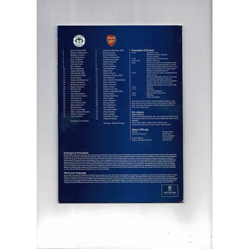 2014 Wigan Athletic v Arsenal FA Cup Semi Final Football Programme