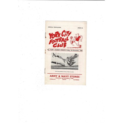 1965/66 York City v Oldham Athletic Football Programme