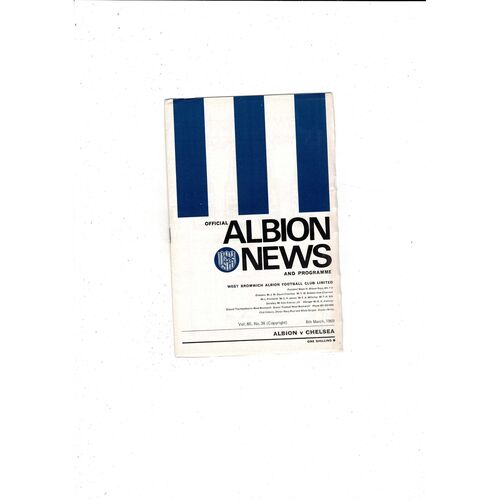 1968/69 West Bromwich Albion v Chelsea Football Programme + League Review