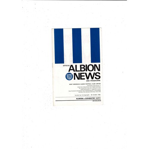 1968/69 West Bromwich Albion v Coventry City Football Programme