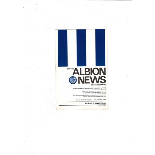 1968/69 West Bromwich Albion v Liverpool Football Programme