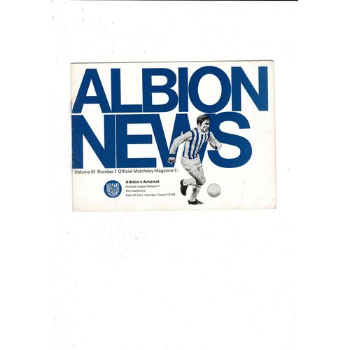 1969/70 West Bromwich Albion v Arsenal Football Programme