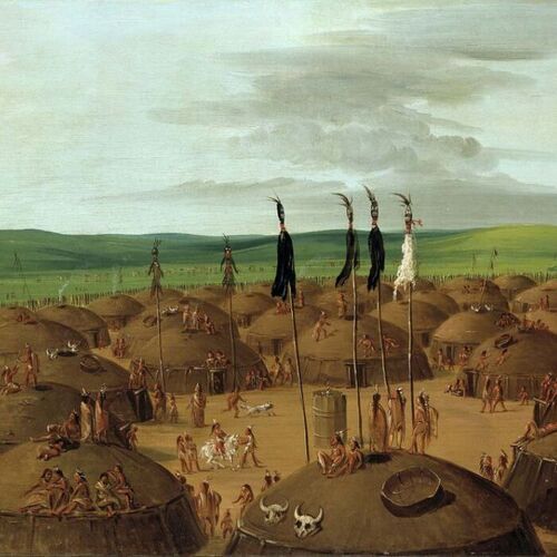 Bird's-eye View of the Mandan Village, 1800 Miles above St. Louis