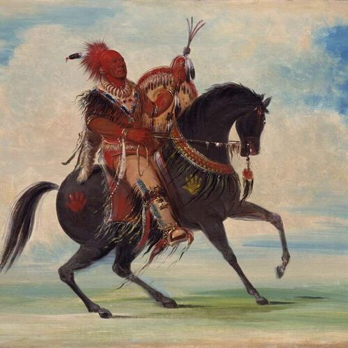 Kee-o-kúk, The Watchful Fox, Chief of the Tribe, on Horseback