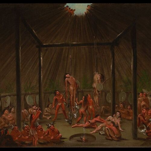 The Cutting Scene, Mandan O-kee-pa Ceremony