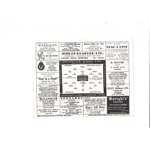 1964/65 Romford v Wimbledon Eastern Floodlight Cup Football Programme