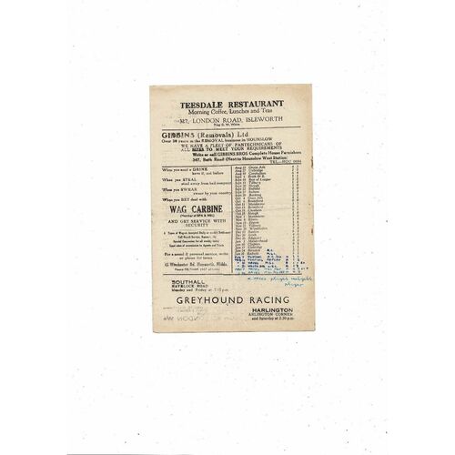 1952/53 Hounslow Town v Tooting & Mitcham FA Amateur Cup Football Programme