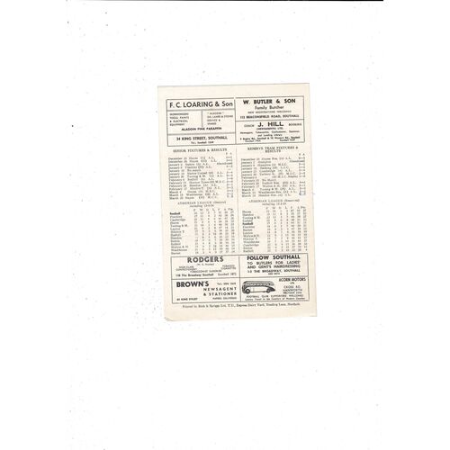 1953/54 Southall v Hayes Middlesex Charity Cup Semi Final Football Programme