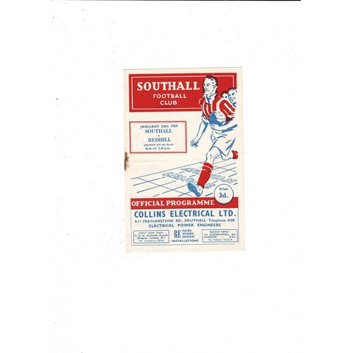 1958/59 Southall v Redhill FA Amateur Cup Football Programme