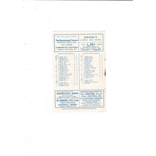 1958/59 Southall v Redhill FA Amateur Cup Football Programme