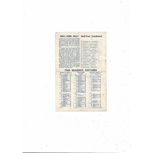 Manchester City v Blackpool Central League Football Programme 1956/57
