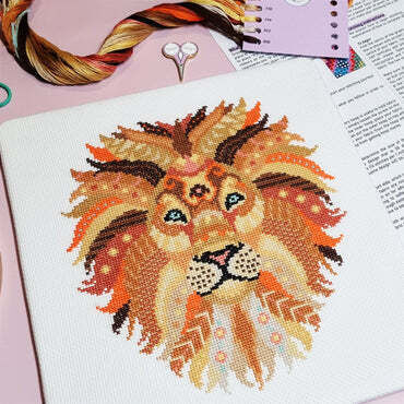 Mandala Lion Cross Stitch Kit by Meloca Designs