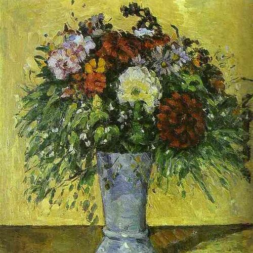 Bouquet of Flowers in a Blue Vase