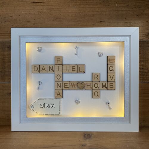 Customised New Home Family Name Box frame with LED Lights