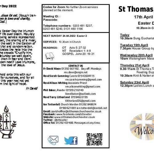 Pew Sheet | The Parish of St Thomas, Exeter