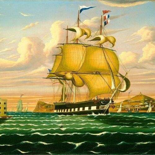 Packet Ship Passing Castle Williams, New York Harbor