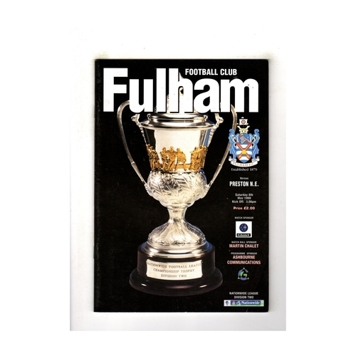 Fulham v Preston North End - football programmes available across the decades