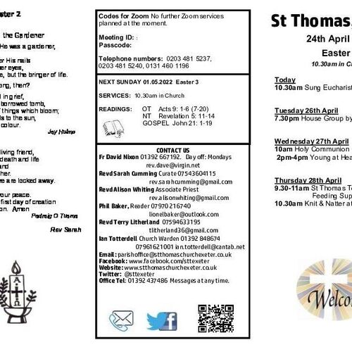 Pew Sheet | The Parish of St Thomas, Exeter