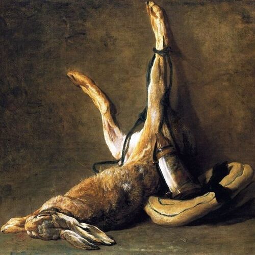 Hare with Game Bag and Powder Flask